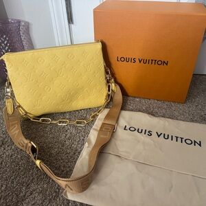 Louis Vuitton Yellow Monogram Crossbody Bag with Detachable Chain and Strap